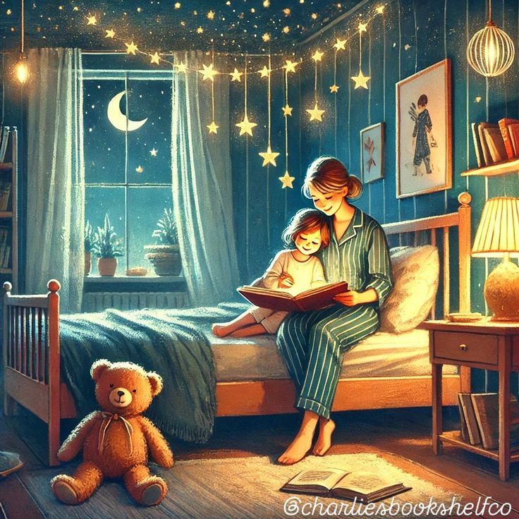 A dim, cozy bedtime scene that suggests how gentle lighting protects a sleepy transition into sleep