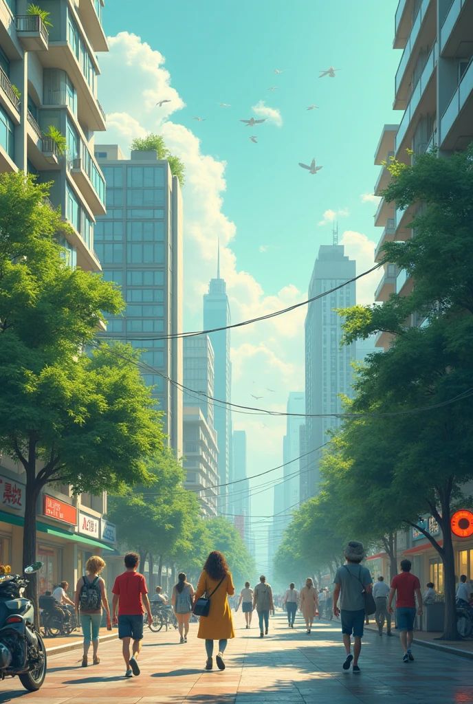明亮清晰的城市步道，象徵穿過干擾的一條專注車道