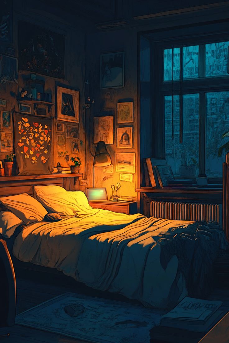 A quiet dim room that suggests the fragile social re-entry period after migraine pain starts to fade
