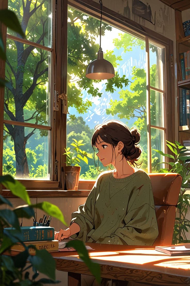 A quiet desk beside a window, set aside for a short work break