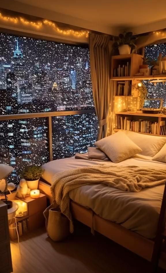 A softly lit bedroom prepared for a quiet night