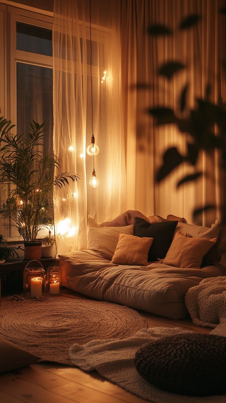 A softly lit bedroom prepared for a quiet bedtime routine